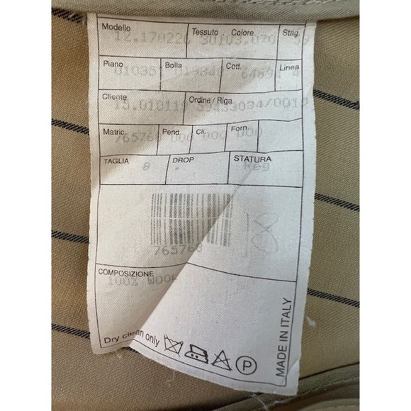 VINTAGE Rare Y2K 2001 MIGUEL ADROVER Striped Creme Navy Dress US 8 - Picture 10 of 12